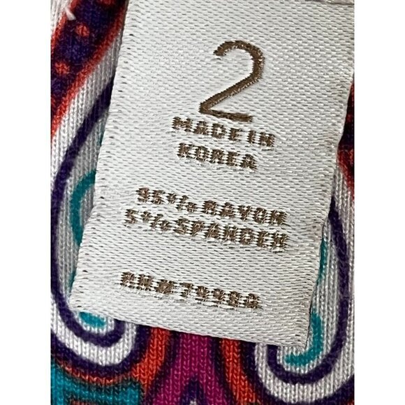 Chicos Top Women L Pink Floral Pullover Paisley Tie Waist Summer Feminine Retro - Picture 7 of 14